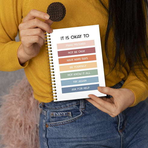 Boho Mental Health Notebooks - College Ruled, 5.5×8.3, Rainbow Inspirational Spiral Notebooks for Work