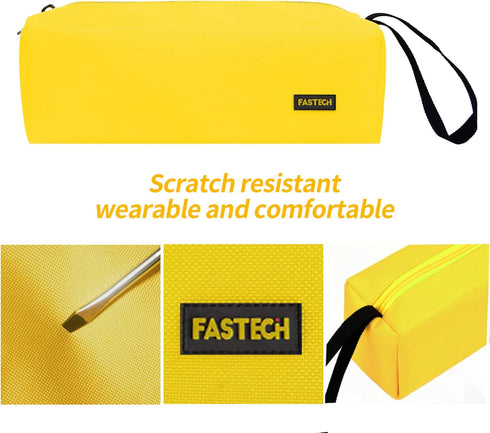 1-Pack Zipper Utility Tool Bag, Small Multi-purpose Storage Organizer for Screwdrivers, Pliers (Yellow)