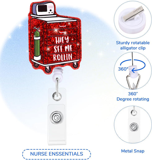 Namifin Retractable Badge Holder - Lightweight Badge Reel with ID Clip for Nurses and Office Workers