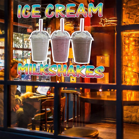 Sign Destination 24in Die-Cut Sticker Multiple Sizes Ice Cream Milk Shekes Retail Ice Cream Milk Shakes Indoor Decal