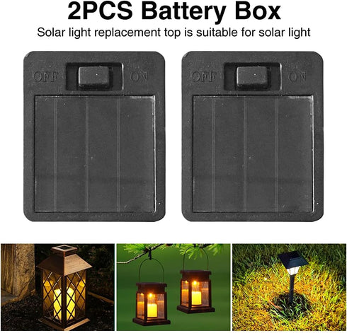 2 Pack Solar Light Replacement Top Parts for Outdoor Lanterns, Solar Panel Lid Battery Box Accessories for Garden Yard