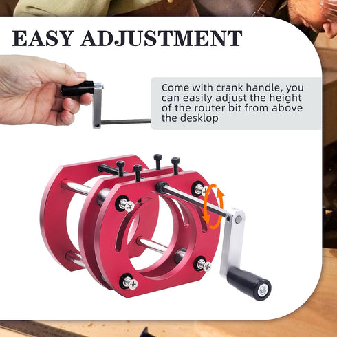 Flylin 4 Trimming 64-66mm Trimming Router Lift Base, Aluminum Alloy Router Lift System, Jaw Clamping, Stainless Steel
