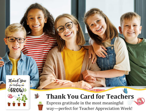 Teacher Appreciation Card - Teacher Thank You Card with Envelope Thank You for Helping Grow Cards from Studen End
