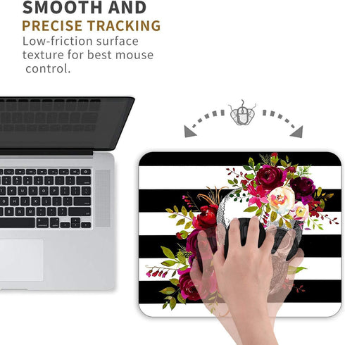 Gaming Mouse Pad and Coasters Set, Skull Flower Mousepad, Non-Slip Rubber Rectangle Mouse Pad