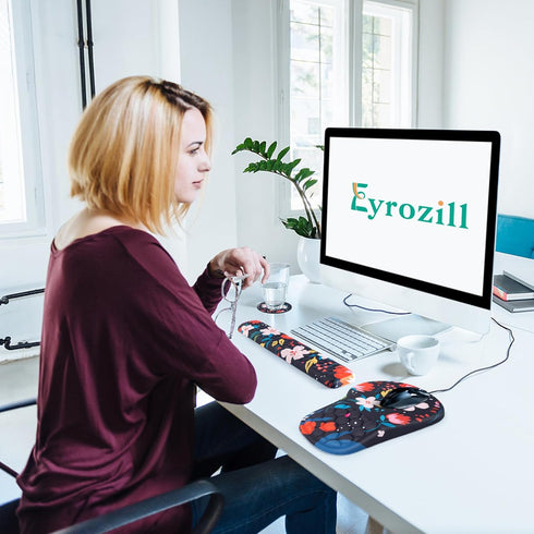 EYROZILL 3 1 Set(Flower) in Ergonomic Mouse Pad and Keyboard Wrist Rest, Cute Mouse Pad with Wrist Support Massage