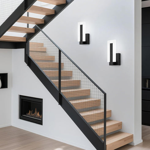 JERANDO 6000K Modern LED Acrylic Wall Sconce, Black Indoor Wall Light Fixtures, Cold White Wall Mounted Lamp, Wall