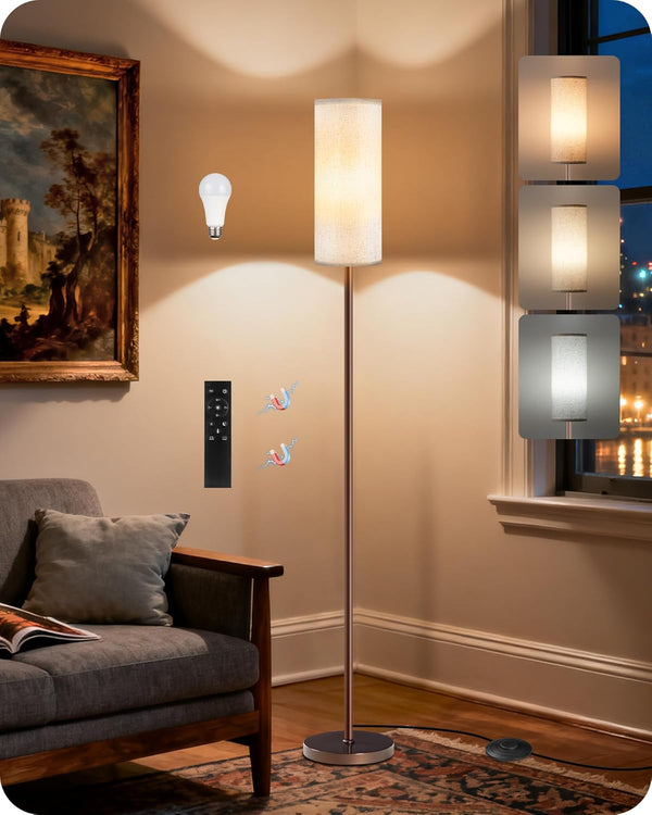 Dimmable Floor Lamps for Living Room with Remote and Foot Switch, 64.4