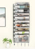 EasyPAG 10 Pocket Hanging File Organizer, Wall Mount Vertical File Holder with 5 Key Hooks, Silver for Office and