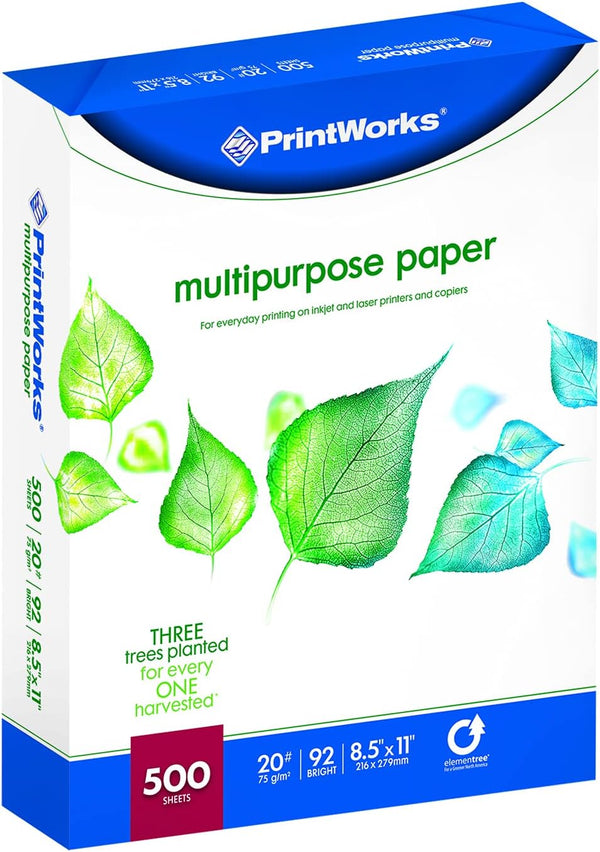 Printworks 20 Pound Multipurpose Paper, 92 Bright, 500 Sheets, 8.5x11 Inches (00006)