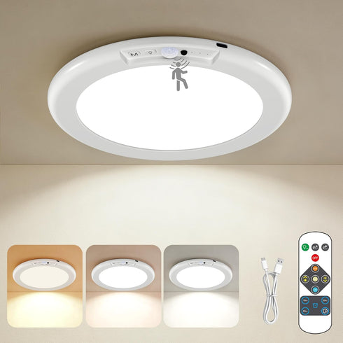 KINDEEP Rechargeable Motion Sensor Ceiling Light with Remote: Battery Operated Ceiling Light