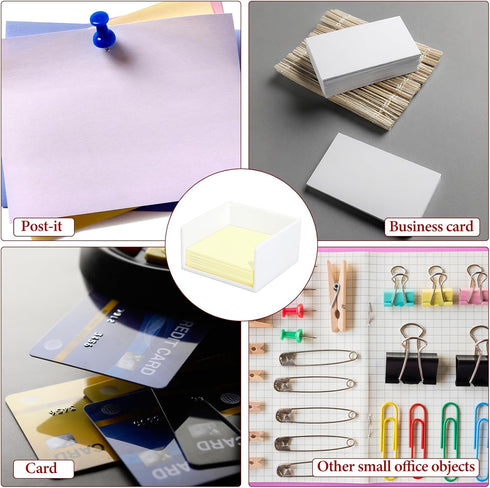 White Acrylic Sticky Notes Holder, Cute 3x3 In Notepad Cube Organizer for Home Office Desk Accessories
