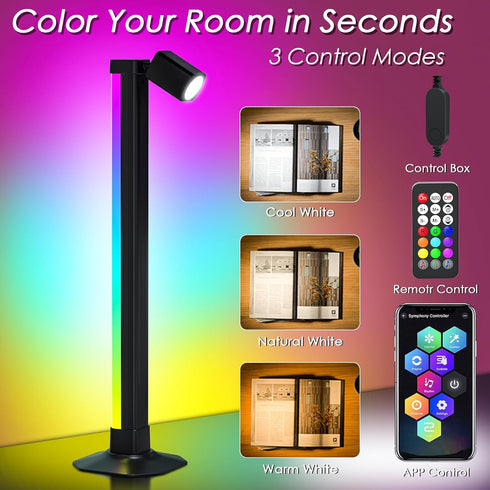16 213 Preset 8 3 Smart Light Bar with Swivel Lamp, LED Light Bar for Room, RGB & IC Ambient Backlight with Million