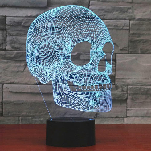Scary Skull Night Light 3D Illusion Lamp, 7 Colors Changing USB Touch