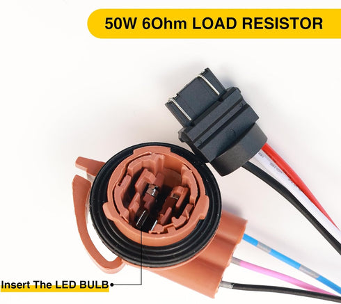 gopupu 2Pcs 3157 4157 T25 50W 6 3157 Load Resistor Fix Hyper Flash, Ohm Load Resistors for Switchback Led Turn Signal