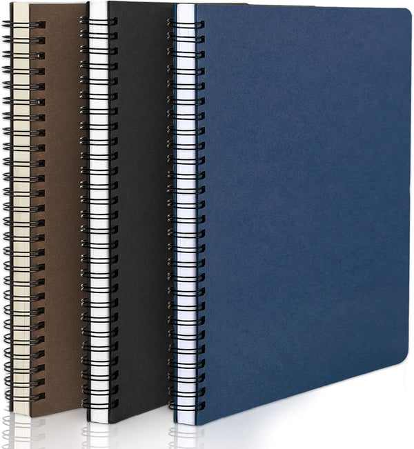 EUSOAR College Ruled Spiral Notebook, A5 3packs 5.5"X8.3", 120 Pages Lined Travel Writing Journal, Memo Notepad