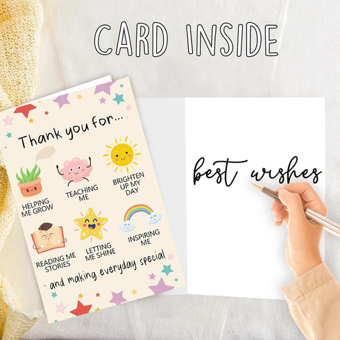 OJsensai Cute Teacher Thank You Card, Best Appreciation Gifts for Daycare Preschool Teacher, Thank You for Helping Me