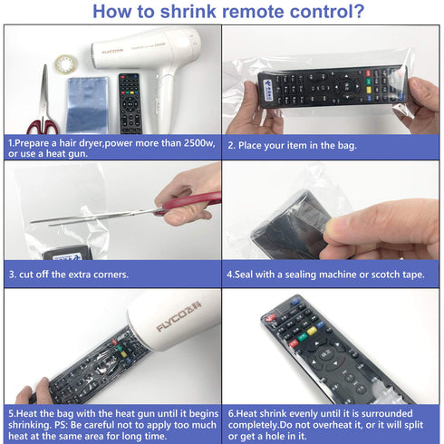 Morepack 100Pcs Remote Control Shrink Wrap Bags, 2.7x8 Inches Dustproof and Waterproof Cover Protector