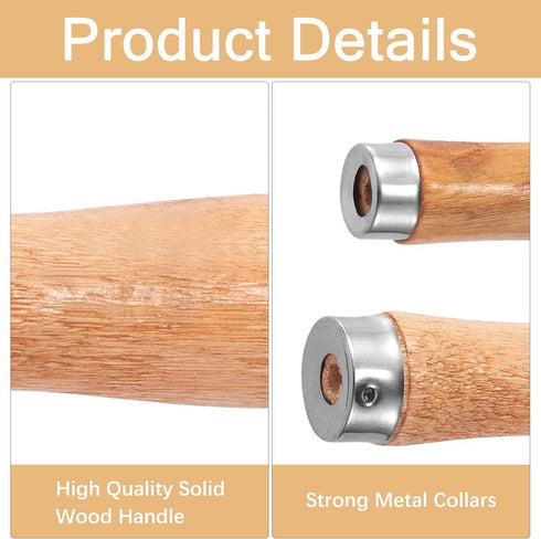 5pcs Wooden File Handle with Strong Metal Collars, Large Handle for 10"-12" File, Craft Tool