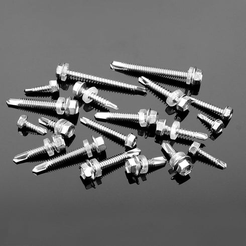 200pcs #12×1" Self Drilling Screws for Metal, 410 Stainless Steel Self-Tapping Screws, High-Strength Quick Tapping TEK