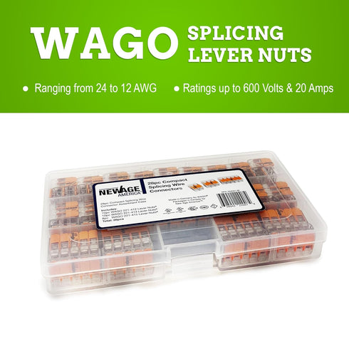 WAGO 221 Series 28pc Compact Splicing Wire Connectors Assortment Pack with Case, includes 221-412, 221-413, 221-415