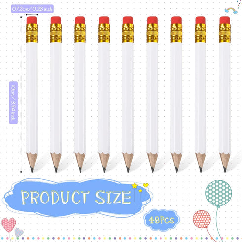 Zonon 48 Pieces Golf Pencils Half Pencils with Eraser Wedding Mini Pencils Short Small Pencils for Kids Bridal Shower School Office Writing Drawing Pocket (White) by Zonon