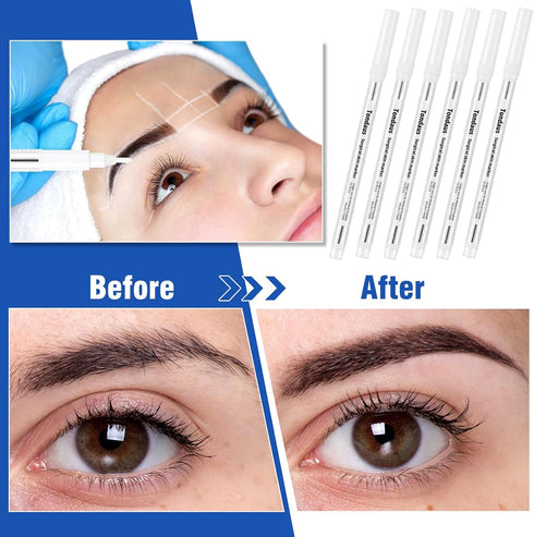 6 Pcs Professional Surgical Tip Skin Marker Pen, White Stencil Markers for Eyebrow, Tattoo Skin Marking, Individually