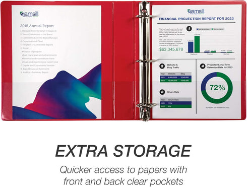 Samsill Durable 1.5 Inch Binder, Customizable Clear View, Red, 4 Pack, Made in the USA, Holds 350 Pages