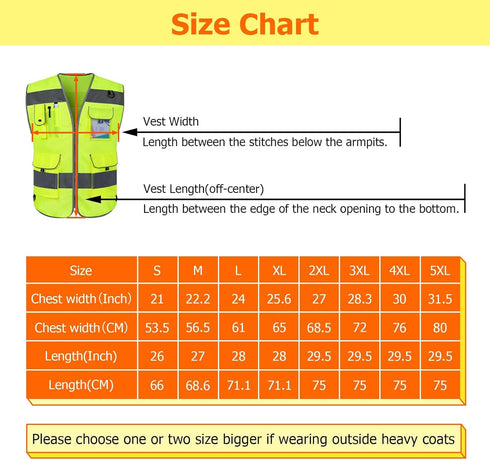 TCCFCCT High Visibility Vest with 9 Pockets, Reflective Safety Work Vest for Men Women, Meets ANSI/ISEA Standards