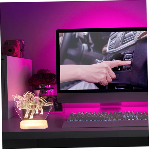 PRETYZOOM Dinosaur Night Light Effect Cute Dino Bedside Table Lamp for Boys and Girls Rooms Nursery Decoration Portable