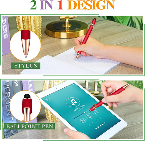 Zonon 38 Pieces Rubberized Ballpoint Pen with Stylus Tip Stylish Metal Pen Capacitive Styli with Soft Rubberized Grip