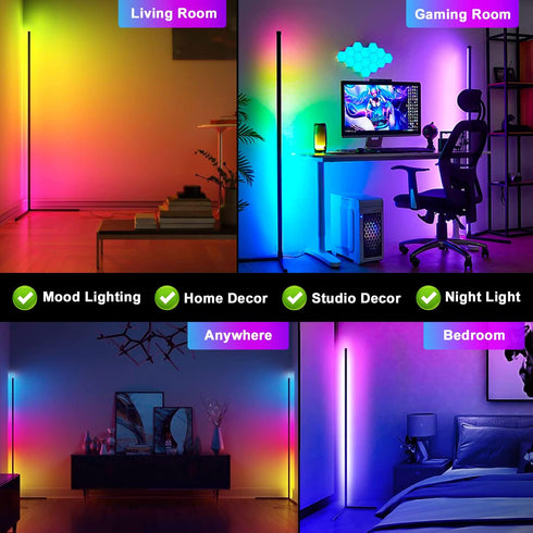 Smart RGB Corner LED Floor Lamp with App Control