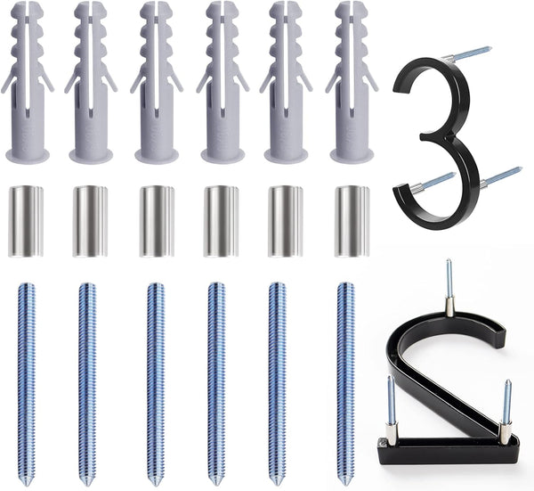 18pcs Screws Hardware Replacement Nail Kit for House Numbers, Stainless Steel Set with Plastic Anchors and Grommets