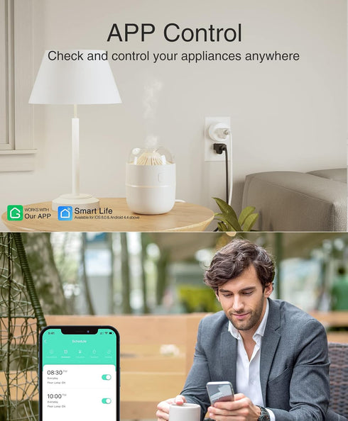GHome Smart Mini Plug, Wi-Fi Outlet Socket, Remote Control with Timer Function, No Hub Required, White