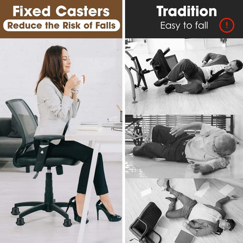 Bell Glides Replacement Caster Wheels for Office Chair or Stool, Fixed Stationary Castors (Bell Glides Short)