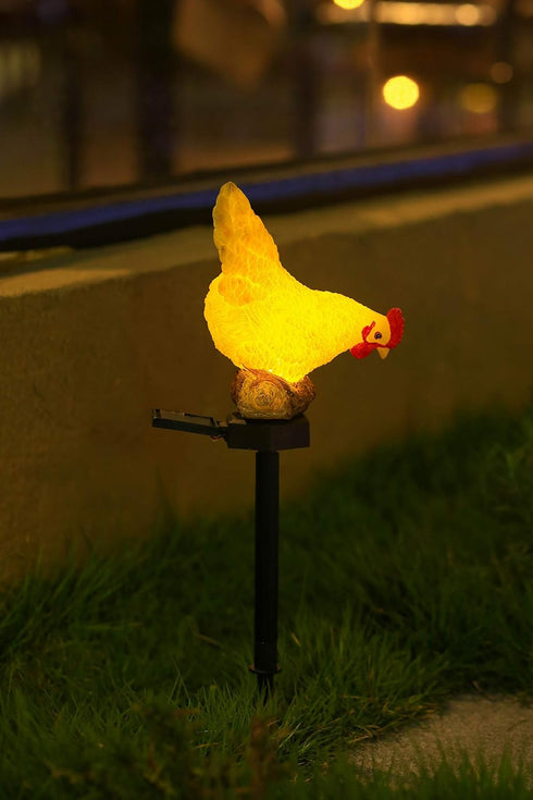 Solar Chicken Lights, Decorative Outdoor Chicken Statue Solar Light for Garden Decor