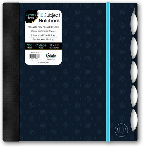 iScholar iQ Poly Fashion Cover 10 Subject Notebook, College Ruled, 11" x 8.5", 250 Sheets, Designs Will Vary