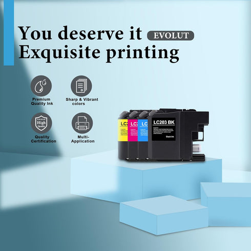 LC201 LC203 XL Ink Cartridges (5-Pack, 2 Black, 1 Cyan, 1 Magenta, 1 Yellow) - Eout Compatible for Brother Printers