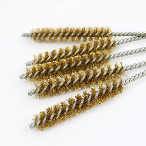 Brass Wire Bristles Brush Cleaning Set for Tube, Bottle, Pipe, Welding Slag and Rust Removal Tool, 5 Pieces