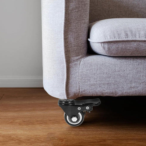 4pcs 1.5-inch M8x25 UPKOCH Stem Casters with Brake, Threaded Rod Heavy Duty Swivel Wheels for Furniture, Rolling Cart