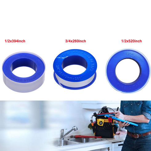 Plumbers Duct Tape, 5 Rolls 1/2 Inch x 520 Inches, Teflon PTFE Pipe Sealant Tape, Waterproof