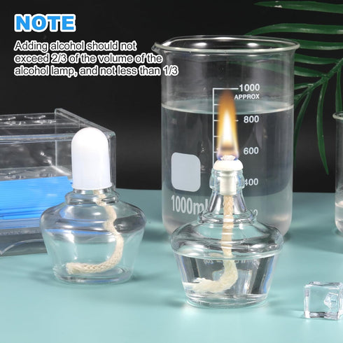 Annhua Alcohol Lamp Burner, 150ML Glass Bunsen Burner Lab Equipment with 5 Replacement Wicks, 2 Droppers, and Funnel