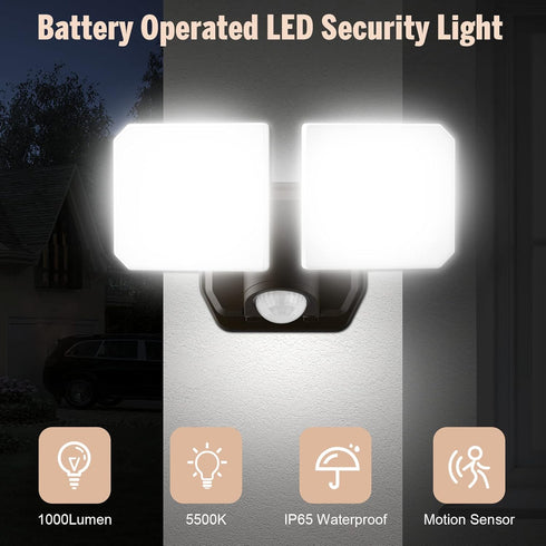 FLITI Light,5000K 1000LM Brightness,6 Installation,49FT Used,2-Year Battery Powered Motion Sensor Security High -Month