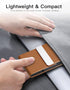 Padike Leather Business Card Holder - Slim Metal Case with Magnetic Shut (Apricot)