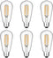 Vintage LED Edison Bulbs, 6W, 60W Equivalent, Warm White 2700K, ST58 Antique Filament, E26 Base, Dimmable, 6 Pack