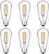 Vintage LED Edison Bulbs, 6W, 60W Equivalent, Warm White 2700K, ST58 Antique Filament, E26 Base, Dimmable, 6 Pack