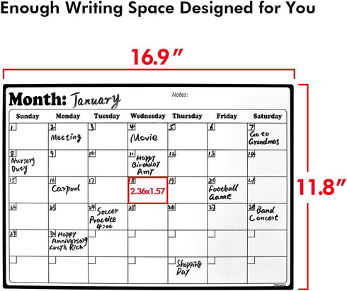 Magnetic Dry Erase Fridge Calendar Whiteboard for Refrigerator Planners, 16.9 Inches x 11.8 Inches