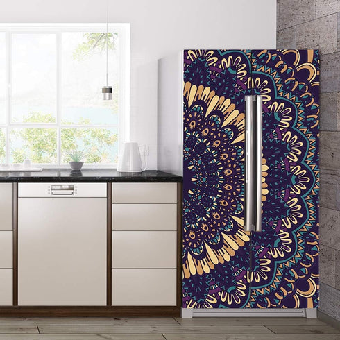 Alwayspon 32.3x78.7, 2 Set Vintage Art Self Stick Vinyl Door Mural Sticker, Peel and Stick Removable Refrigerator Wrap