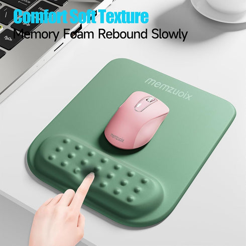 memzuoix Cyan Ergonomic Mouse Pad with Wrist Rest Support, Premium Memory Foam for Laptop, Computer, Home Office