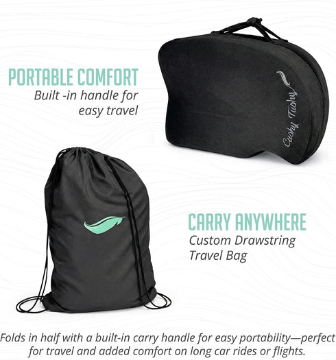 Tailbone Cushy Tushy Premium Foldable Travel Seat Cushion - for Relief of Lower Back, Sciatic, Butt and Pain - for Home