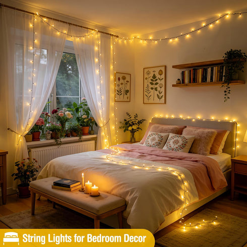 66ft 200 8 JMEXSUSS LED Christmas Lights Outdoor, Warm White Christmas Tree Lights Indoor Plug in, Modes Twinkle String